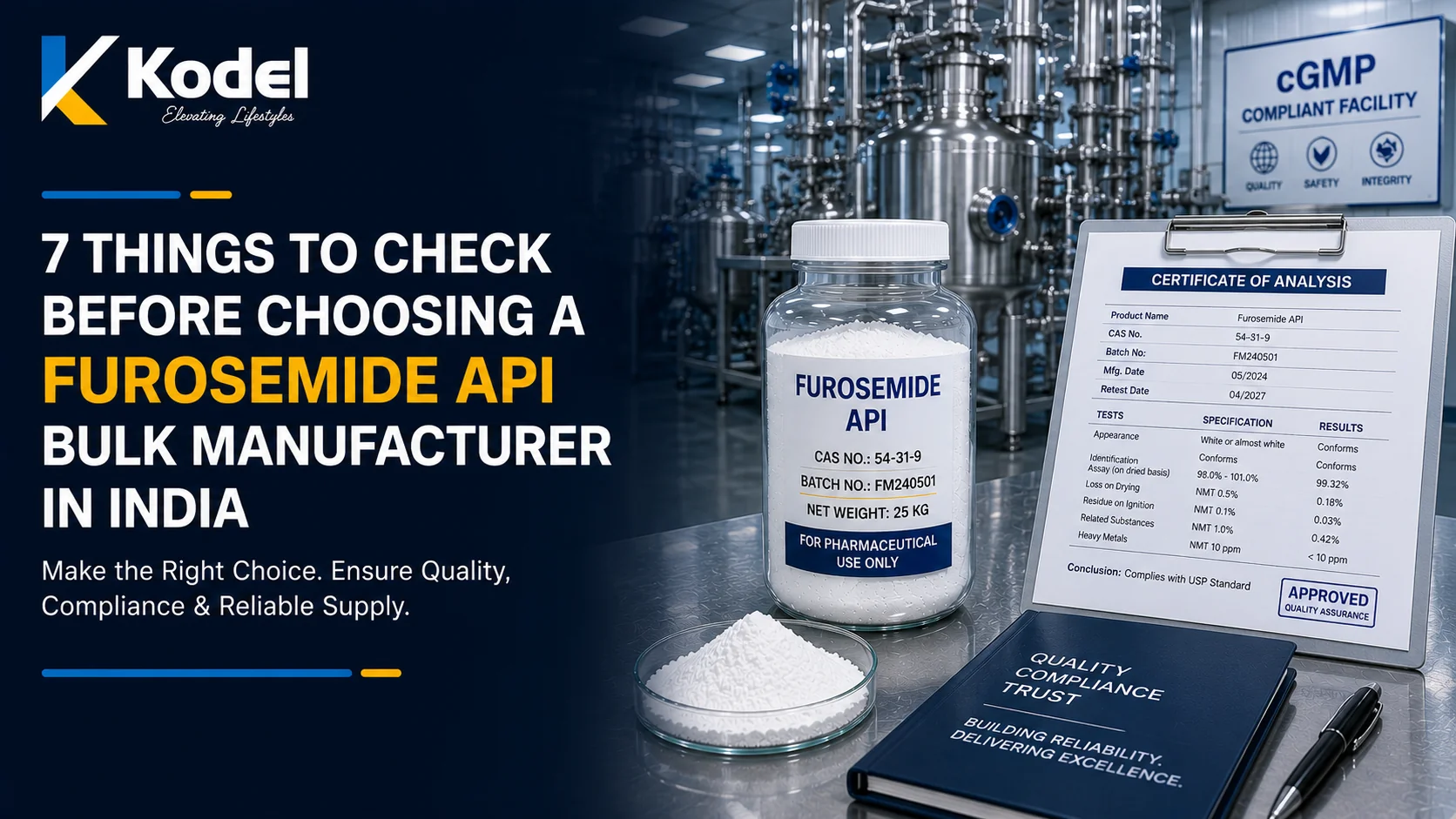 Furosemide API bulk manufacturer selection guide covering quality, compliance, and reliable supply