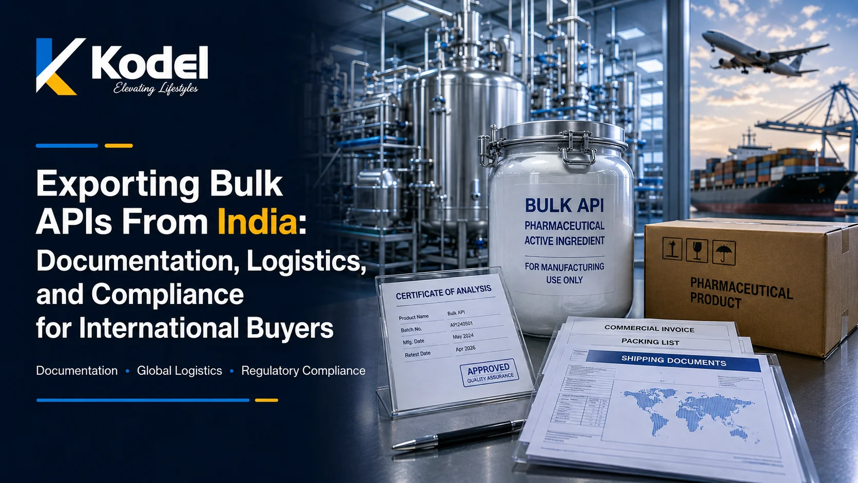 Exporting bulk APIs from India with documentation, logistics, and regulatory compliance for international buyers.