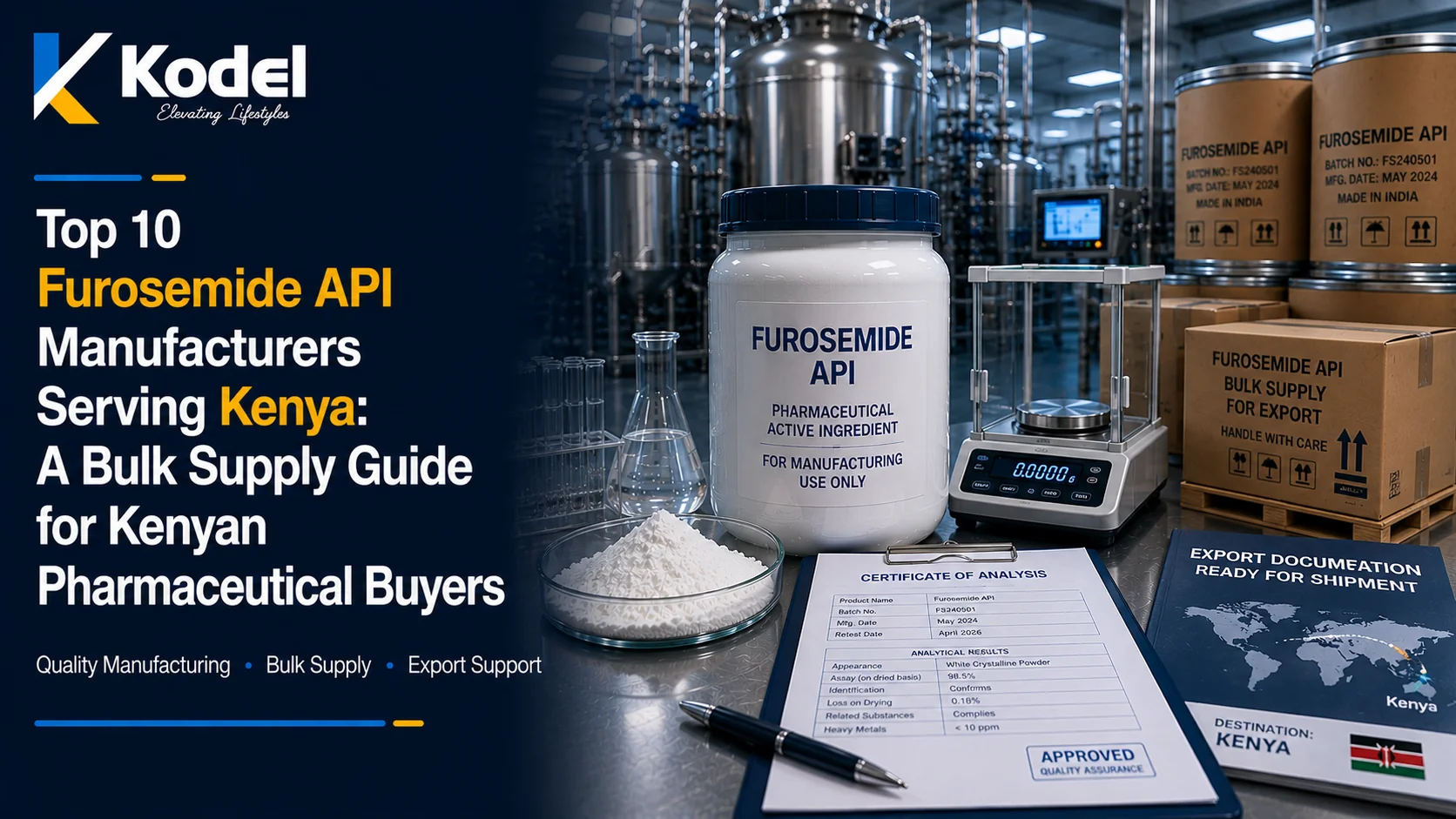 Furosemide API manufacturers serving Kenya with bulk supply and export support for pharmaceutical buyers