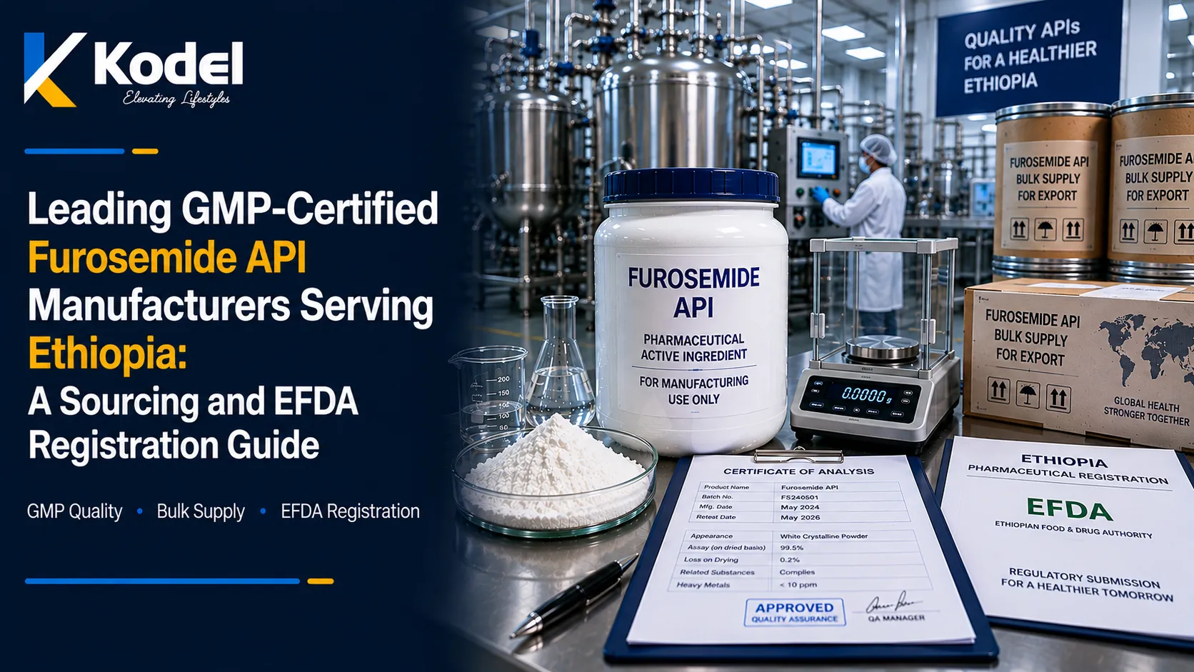 GMP-certified Furosemide API manufacturers serving Ethiopia with EFDA registration guidance