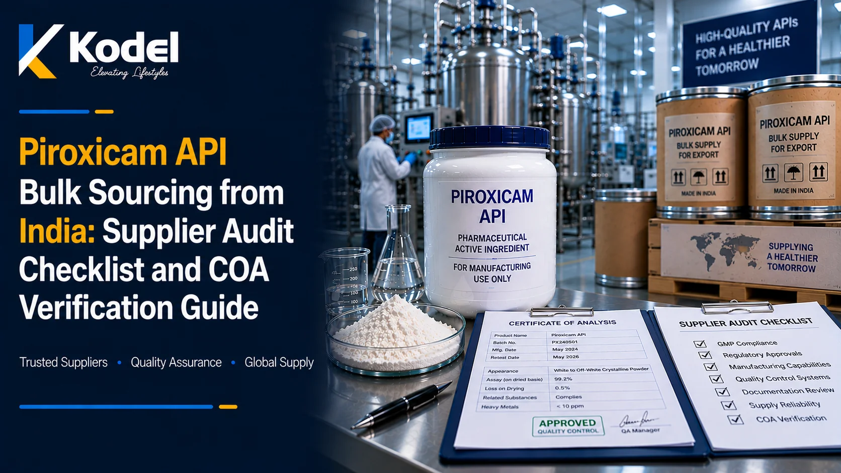 Piroxicam API bulk sourcing from India with supplier audit and COA verification guidance