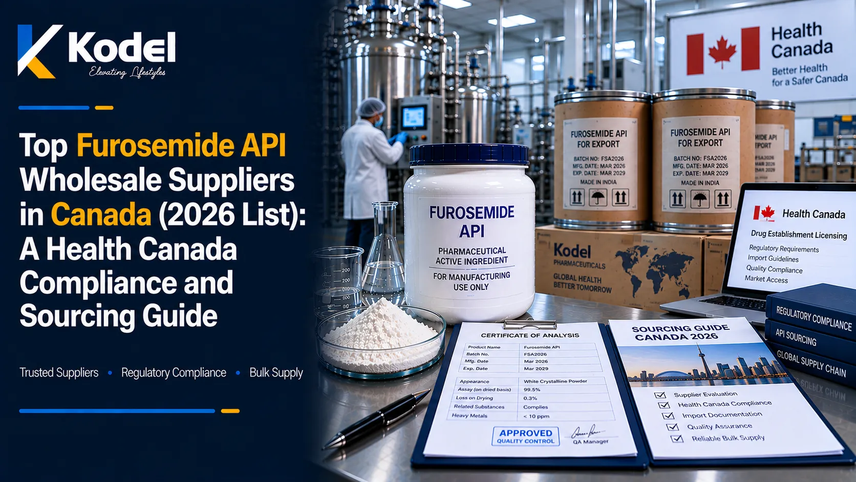 Furosemide API wholesale suppliers in Canada with Health Canada compliance and sourcing guidance